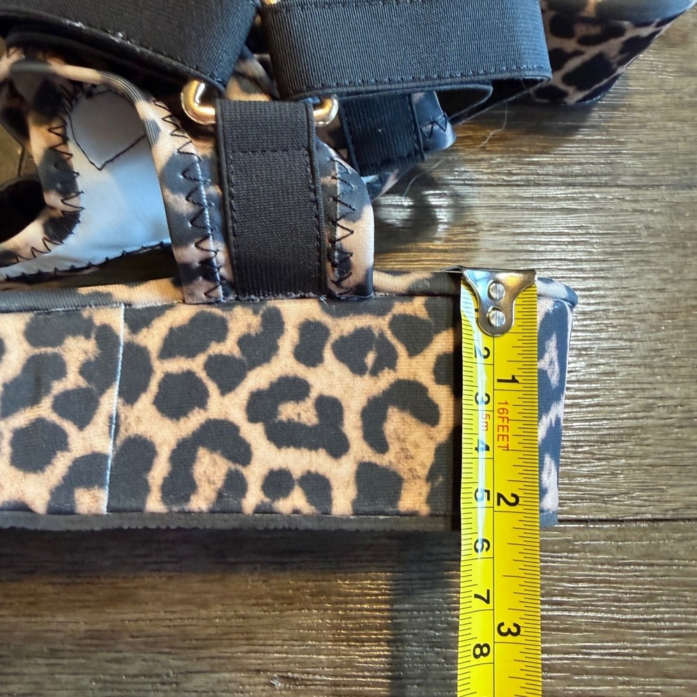 Pazzle Leopard Print Platform Sandals Womens 10 Black Strappy Ankle Strap - Picture 8 of 14